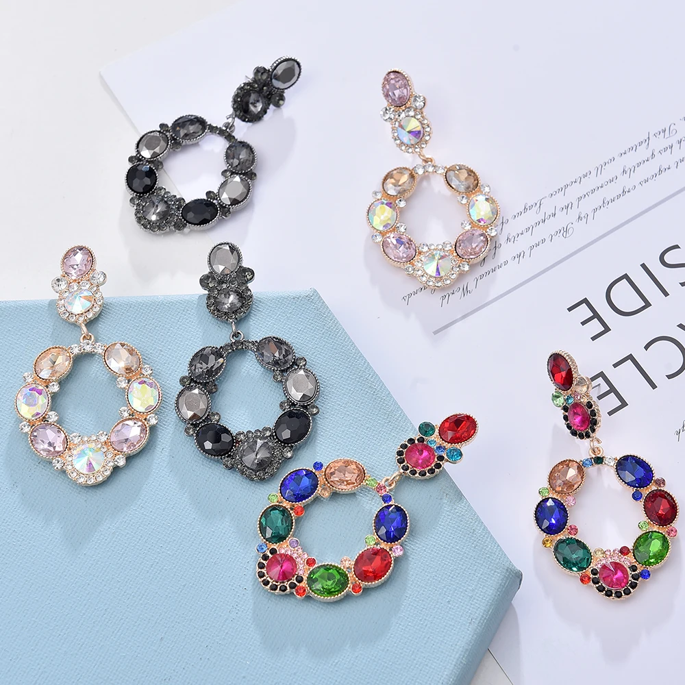 

Ztech Big Crystal Geometric Pendant Women Fashion Dangle Earrings Jewelry High Quality Trendy Statement Earrings Accessories