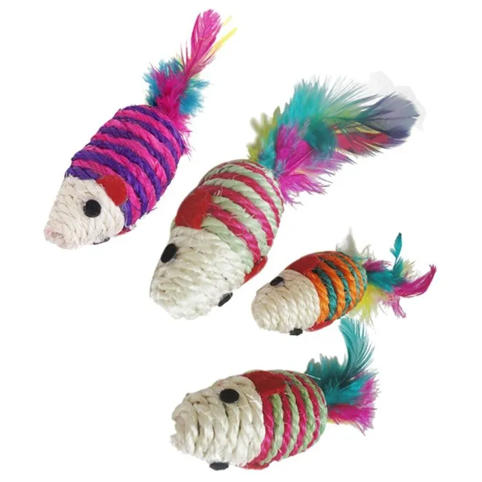 Игрушка вязаная мышь Когтеточка для кошки разноцветные | Дом и сад