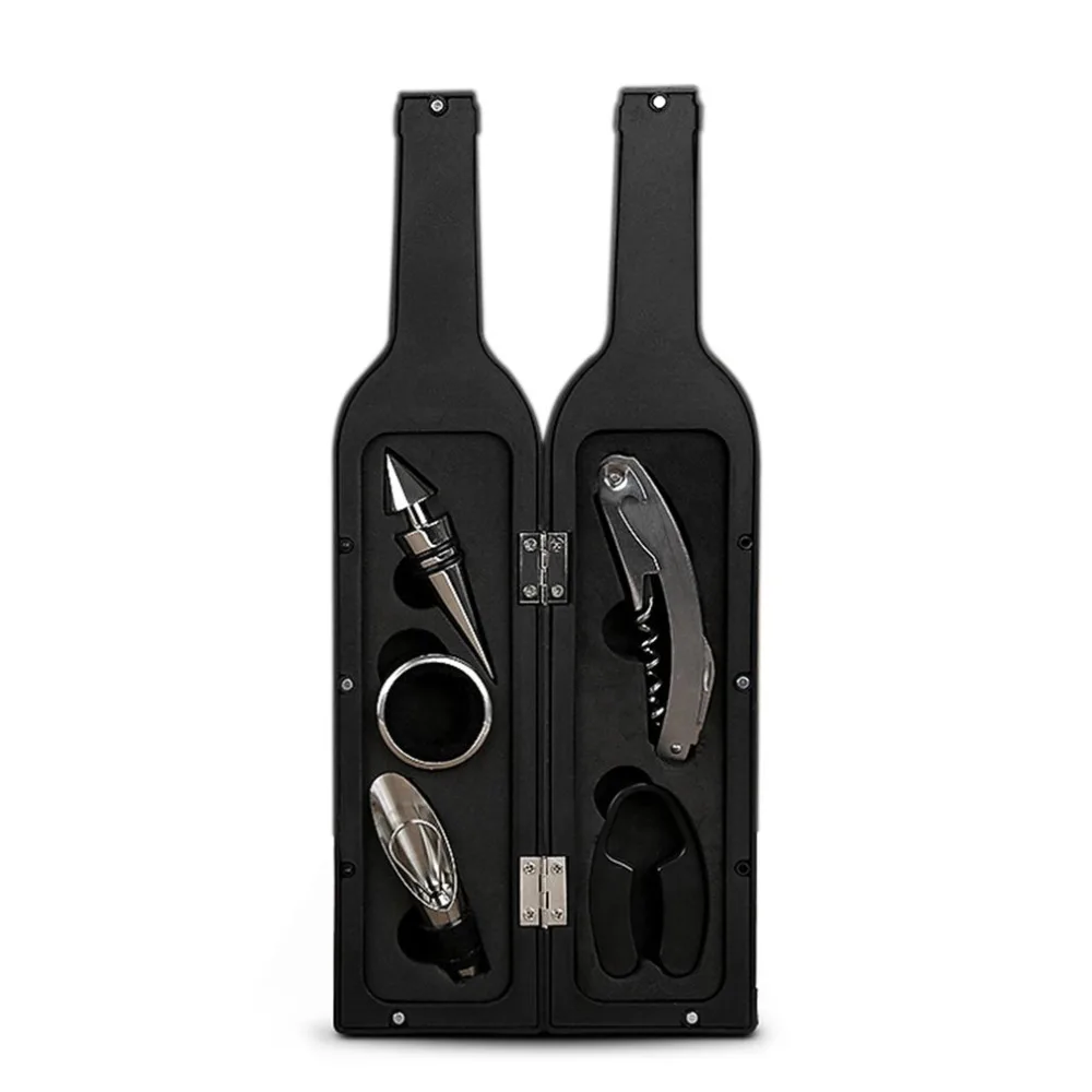 

5Pcs/Set Wine Bottle Corkscrew & Accessory Set Wine Tool Set Bottle-Shaped Holder Perfect Hostess Gift Bottle Opener