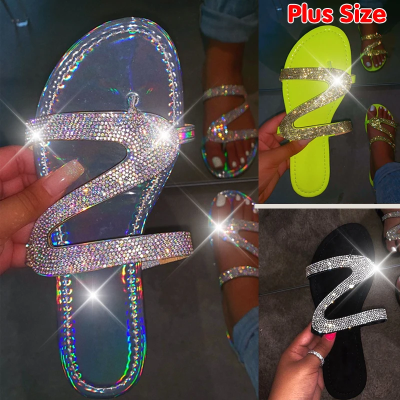 Шлепанцы стразы женские с открытым носком римские пляжные сандалии пикантные