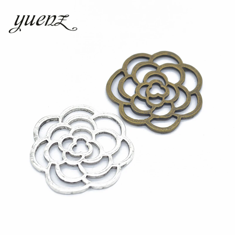 

YuenZ 4pcs Alloy Charms Antique Silver color flower Pendants Jewelry Findings For DIY Handmade Jewelry Making 35*35mm Q141