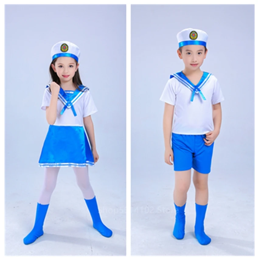 Детские костюмы военно-морского флота синий хоровый костюм моряка для