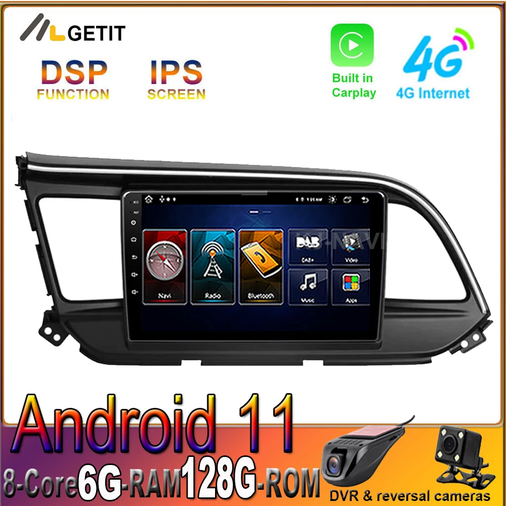 6 + 128G DSP IPS Android 11 для Hyundai Elantra 2016 2017 2018 без DVD Автомобильный плеер радио мультимедиа