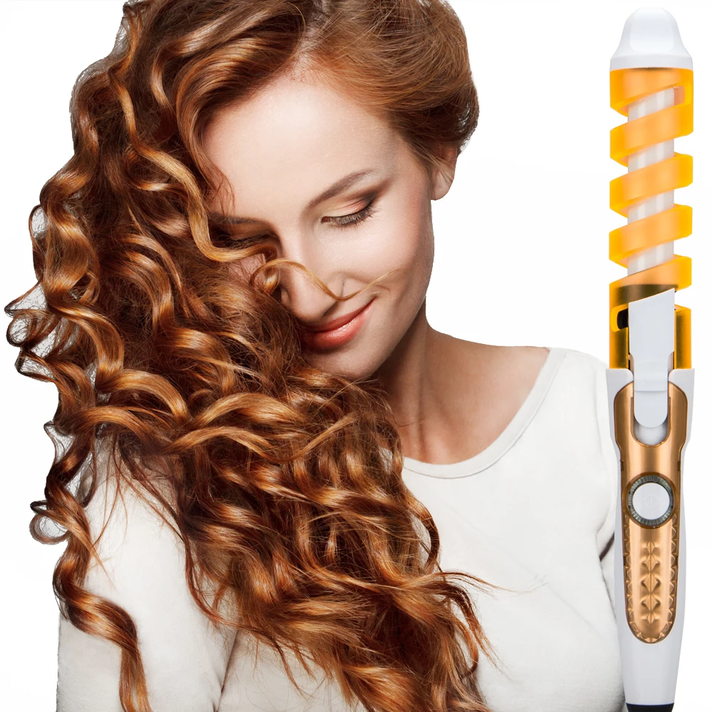 

Профессиональная плойка для завивки волос Волшебная спиральная плойка против ожогов плойка с быстрым нагревом Электрический стайлер для в...