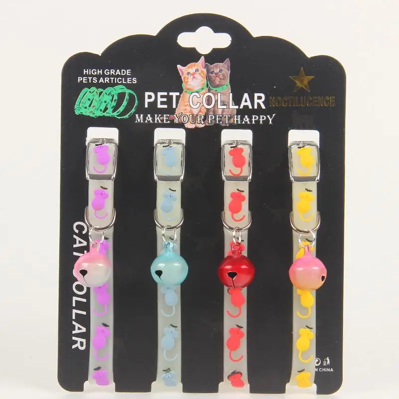 1pcs random color Регулируемые резиновые люминесцентные ошейники для щенков, собак, кошек с колокольчиками, ошейник разных цветов для домашних животных на Хэллоуин, Рождество, Прямая поставка - Цвет: 1pcs random color
