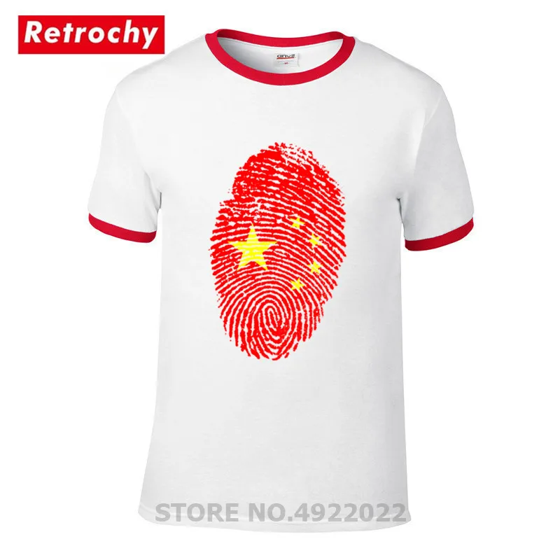 Китайская футболка с флагом отпечатков пальцев Hombre Camisetas Мужская китайским