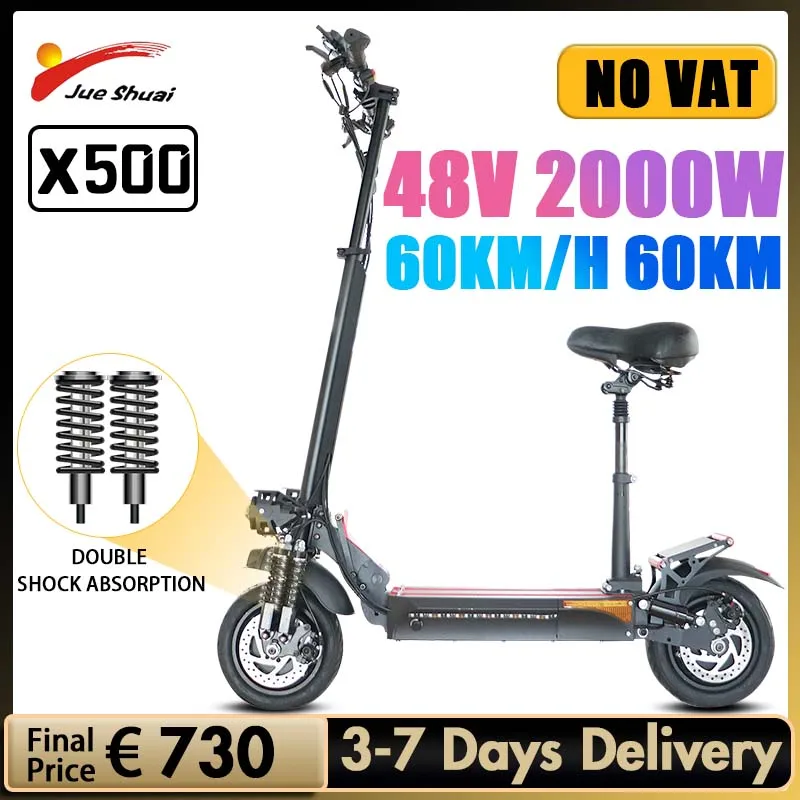 

EU STOCK 10Inch Road Tire Powerful Electric Scooter 48V 2000W Dual Motor Folding E Scooter 60KM/H Max Speed Patinete Élétrico