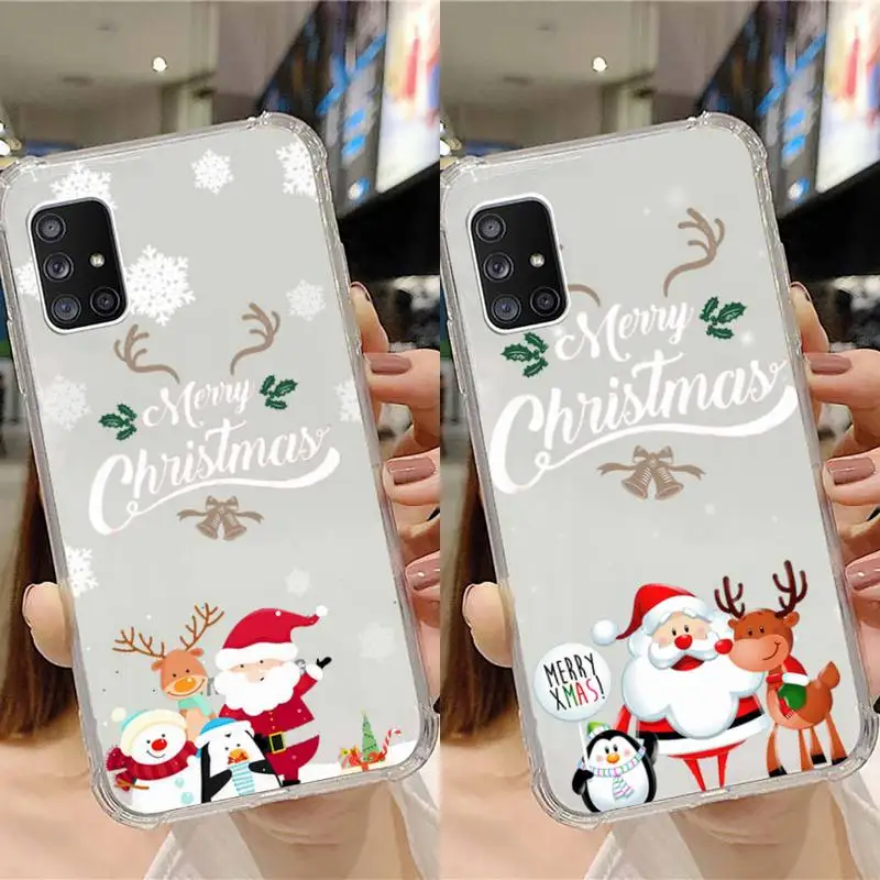 

Santa Claus christmas Snowflake Phone Case Transparent For Samsung Galaxy A S Note 9 10 51 50 71 70 80 20 21 30s ultra plus