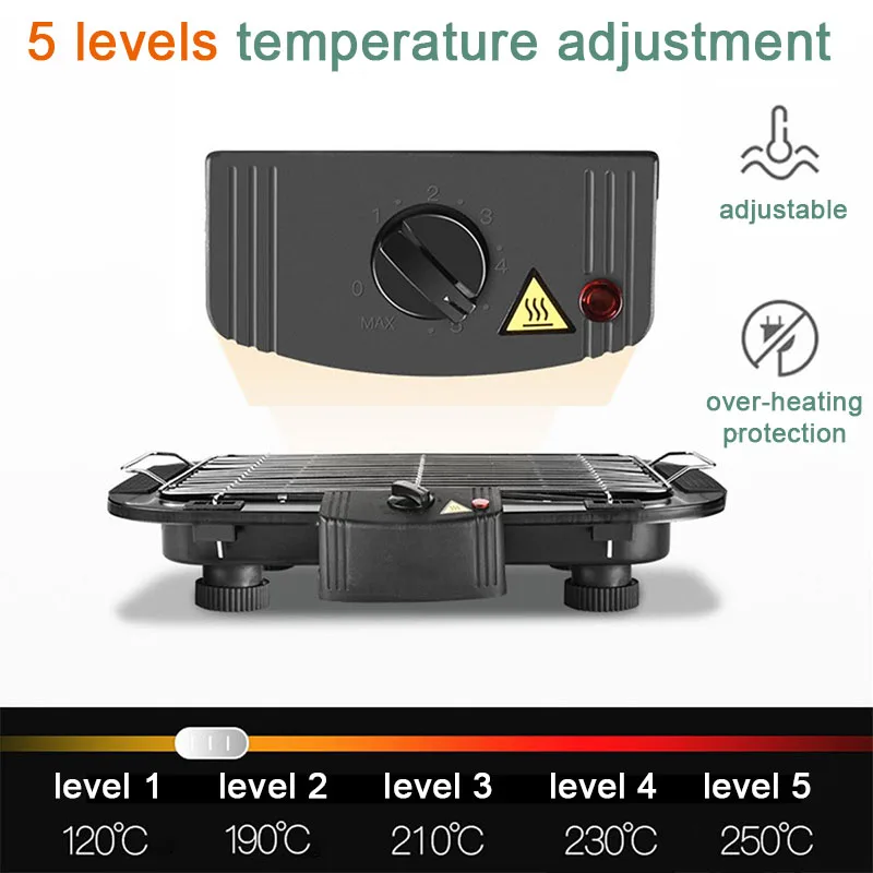 Купить Электрический Настольный гриль для барбекю, барбекю, сада, кемпинга, готовки в помещении, 1300 Вт