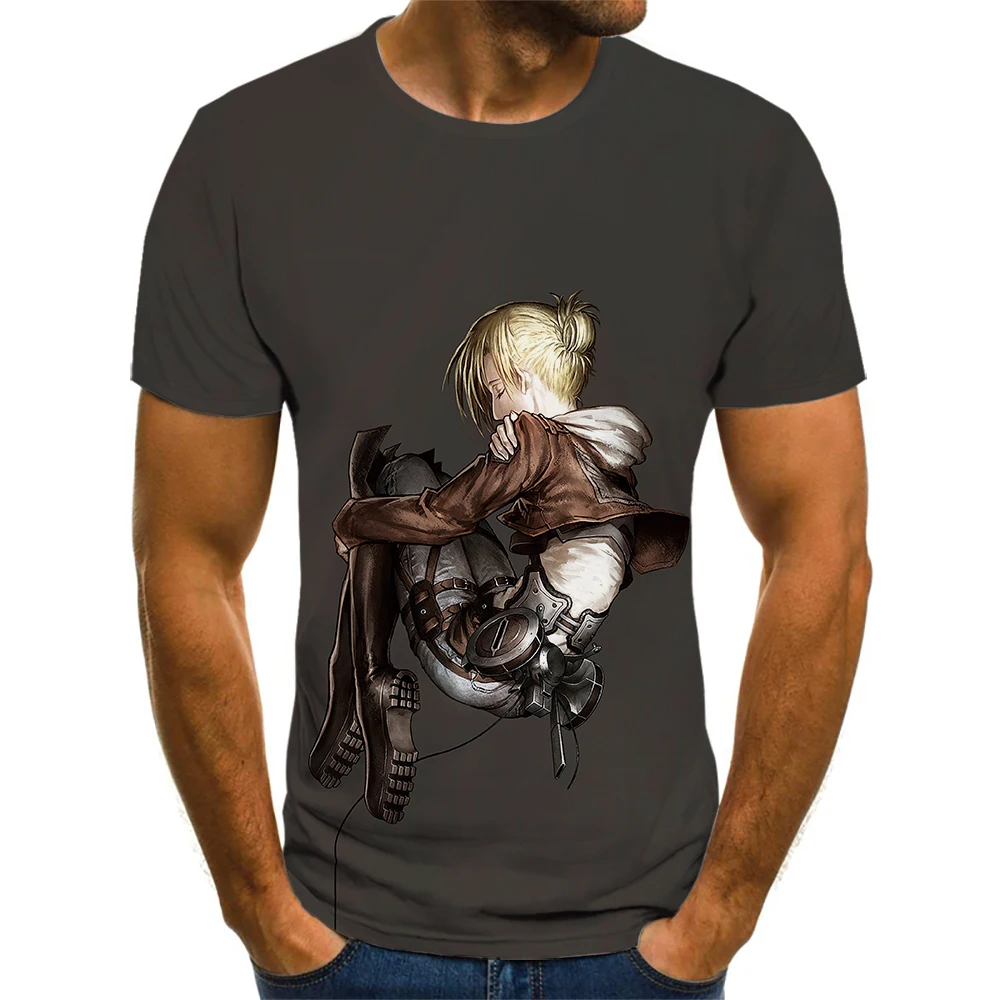 

Футболка мужская с коротким рукавом, круглым вырезом и принтом «атака на Титанов»