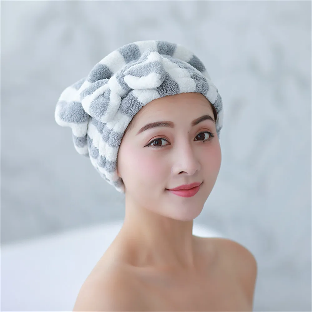 

Shower Quick Drying Bowknot Bathroom Absorbent Super Dry Hair Bath Magic Microfiber Hair Fast Drying Dryer Towel Thickened