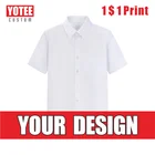 Рубашка YOTEE2020 мужская с коротким рукавом, облегающая хлопковая блуза с вышивкой на заказ, с лацканами, с коротким рукавом