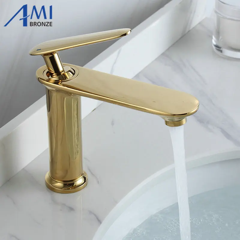 

Amibronz Basin Faucet Brass Mixer Hot Cold Mixer Basin Tap White/Chrome/Gold/ Bathroom Faucets 8820S