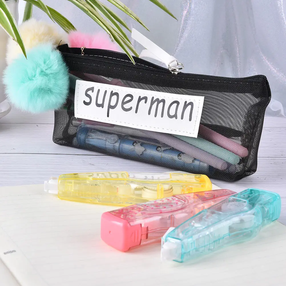 

Transparent Mesh Pencil Case School Mesh Yarn Pencilcase Office Supplies Pencil Case Patterns Pen Box Nylon Girls Pencils Case