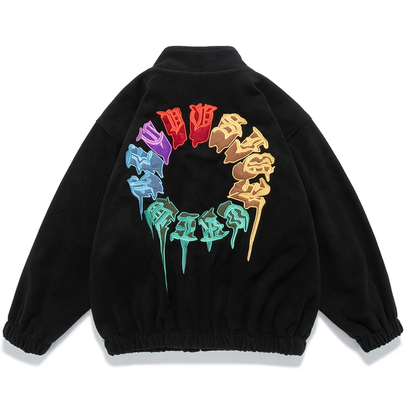 

Men Harajuku Fleece Parkas Jackets Unisex Vintage Thick Warm Jacket Oversize Streetwear Letter Embroidery Parka Outwear Coats