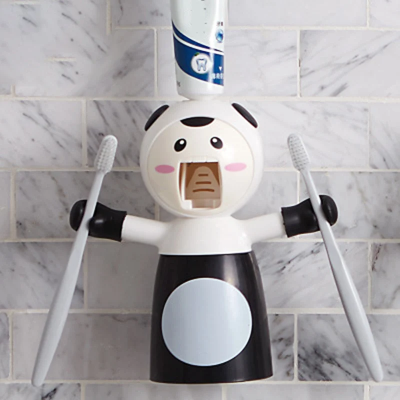 

Toothpaste Dispenser Wall Mounted Toothpaste Squeezer with Cup All-in-1 Toothbrush Holder HVR88
