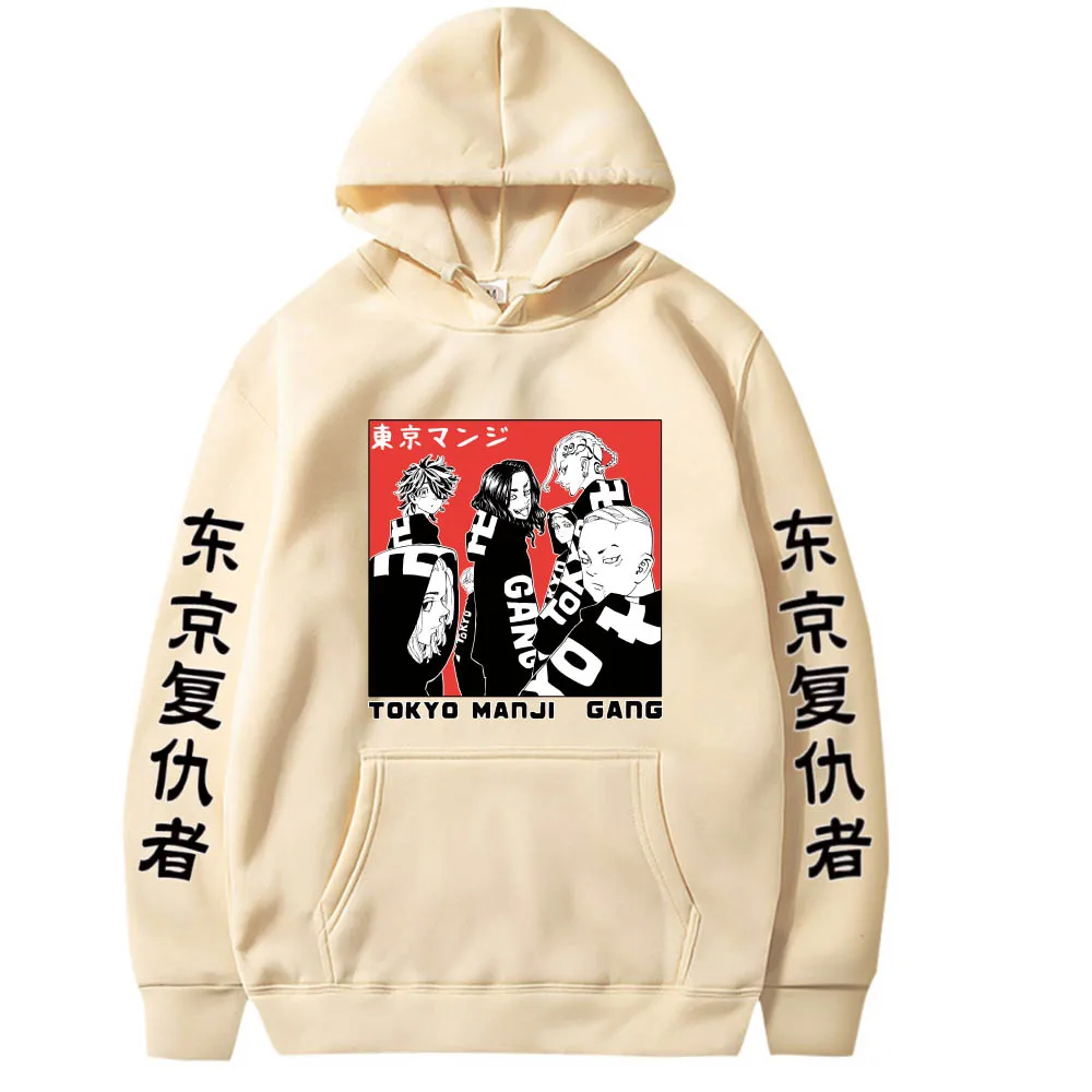 

Толстовка с капюшоном в стиле аниме Токио, пуловеры с длинными рукавами, повседневные свободные топы унисекс