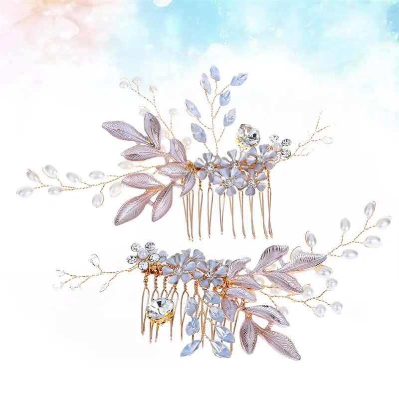 2 шт. свадебный головной убор масляные капли сплав цветок гребень для волос в виде