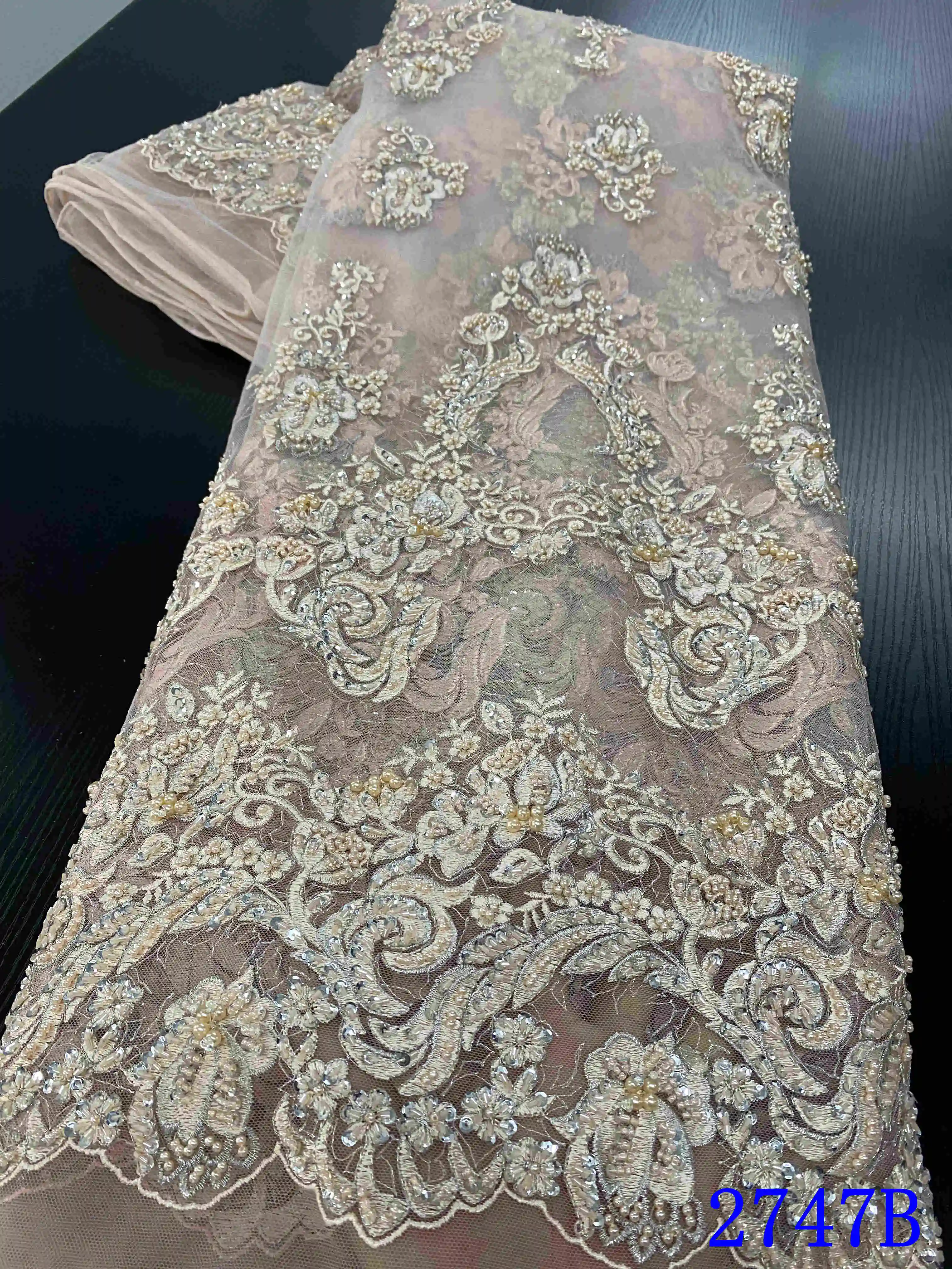 Африканская кружевная ткань с бисером 2020 Высококачественная французская