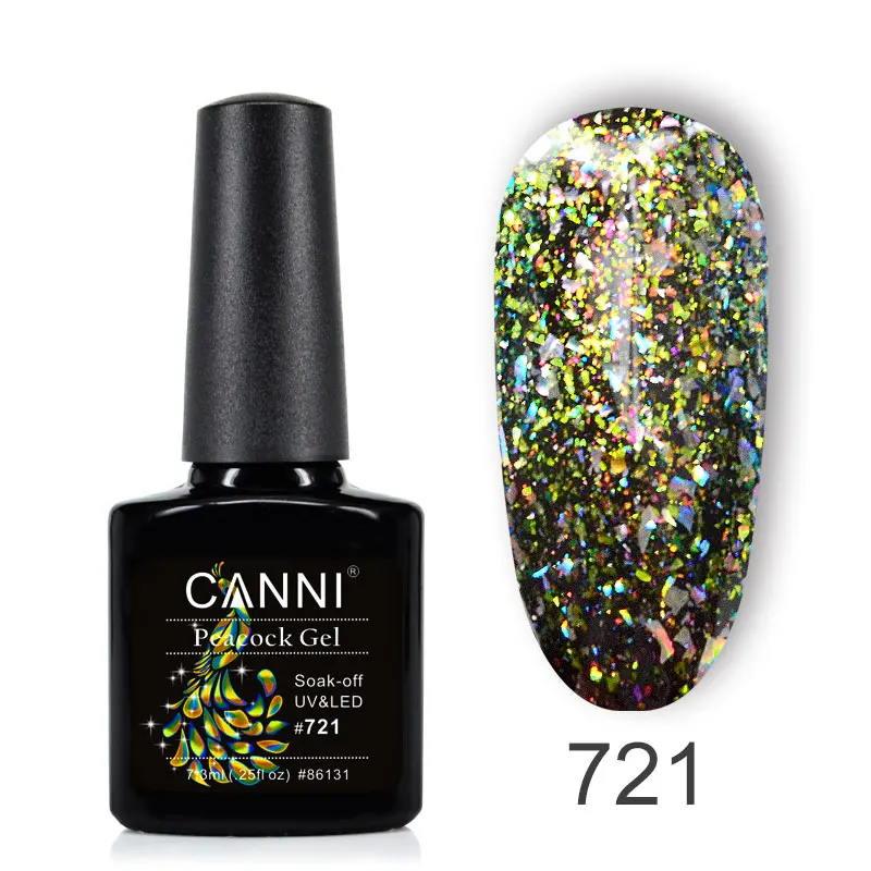 CANNI, новые продукты для ногтей, замачиваются, долговечная черная основа, Павлин, Гелевый лак, Звездные блестки для ногтей, Цветной Гель-лак