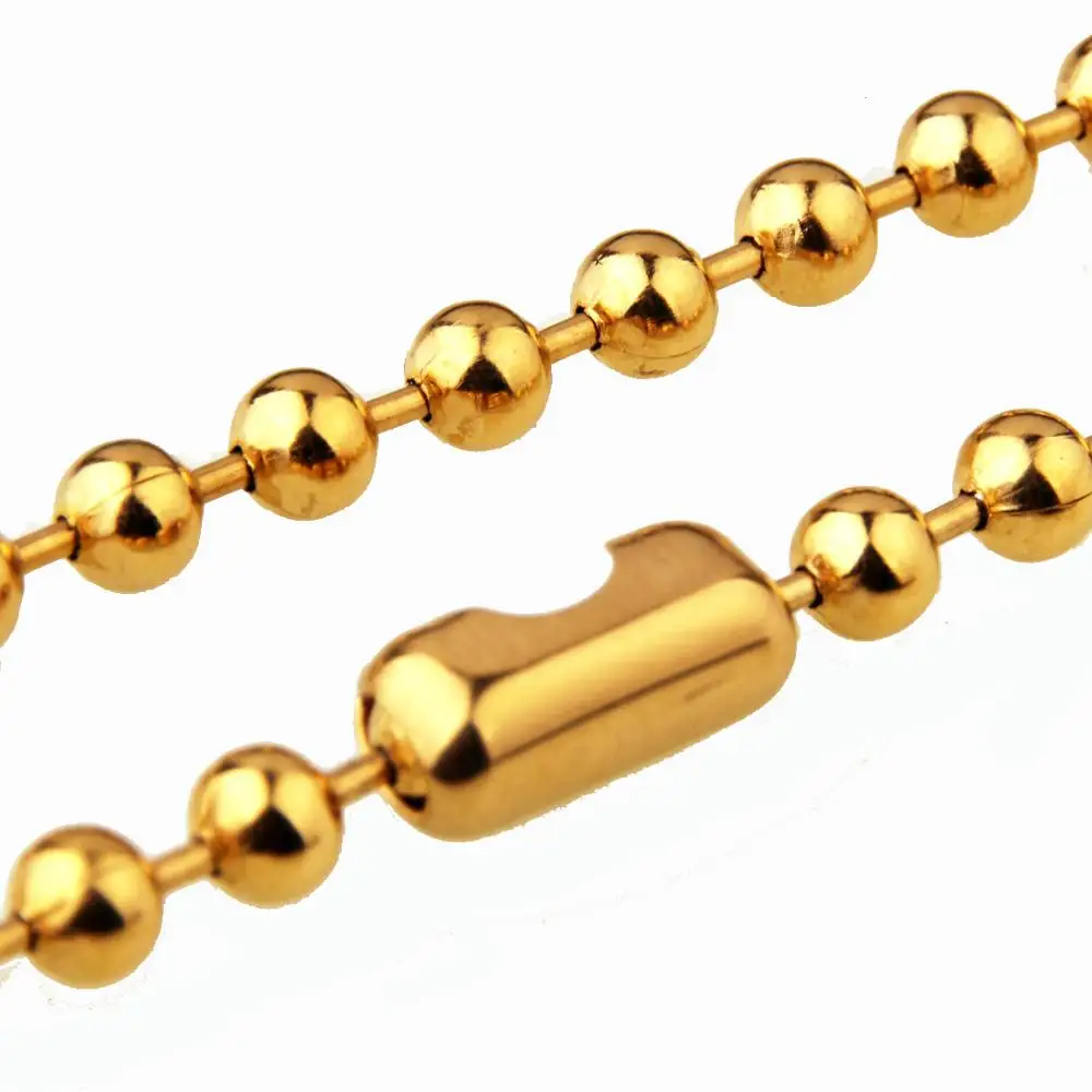 Ожерелье из нержавеющей стали для мужчин и женщин модное Золотистое с шариками 1 5