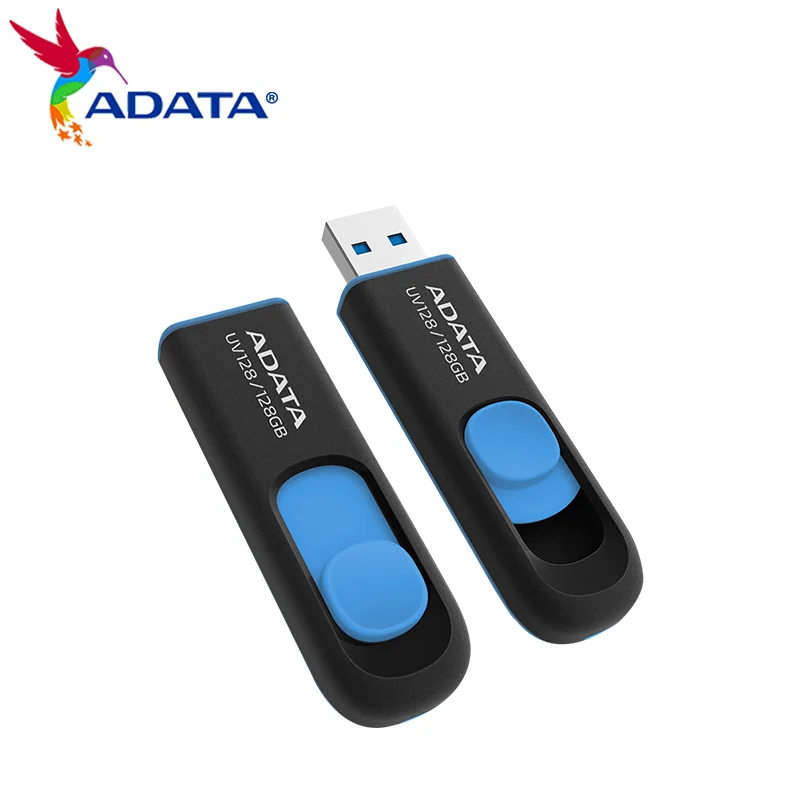 USB флеш накопитель ADATA UV128 128 ГБ 64 32 16 3 2 выдвижной бескорпусный флешка высокая