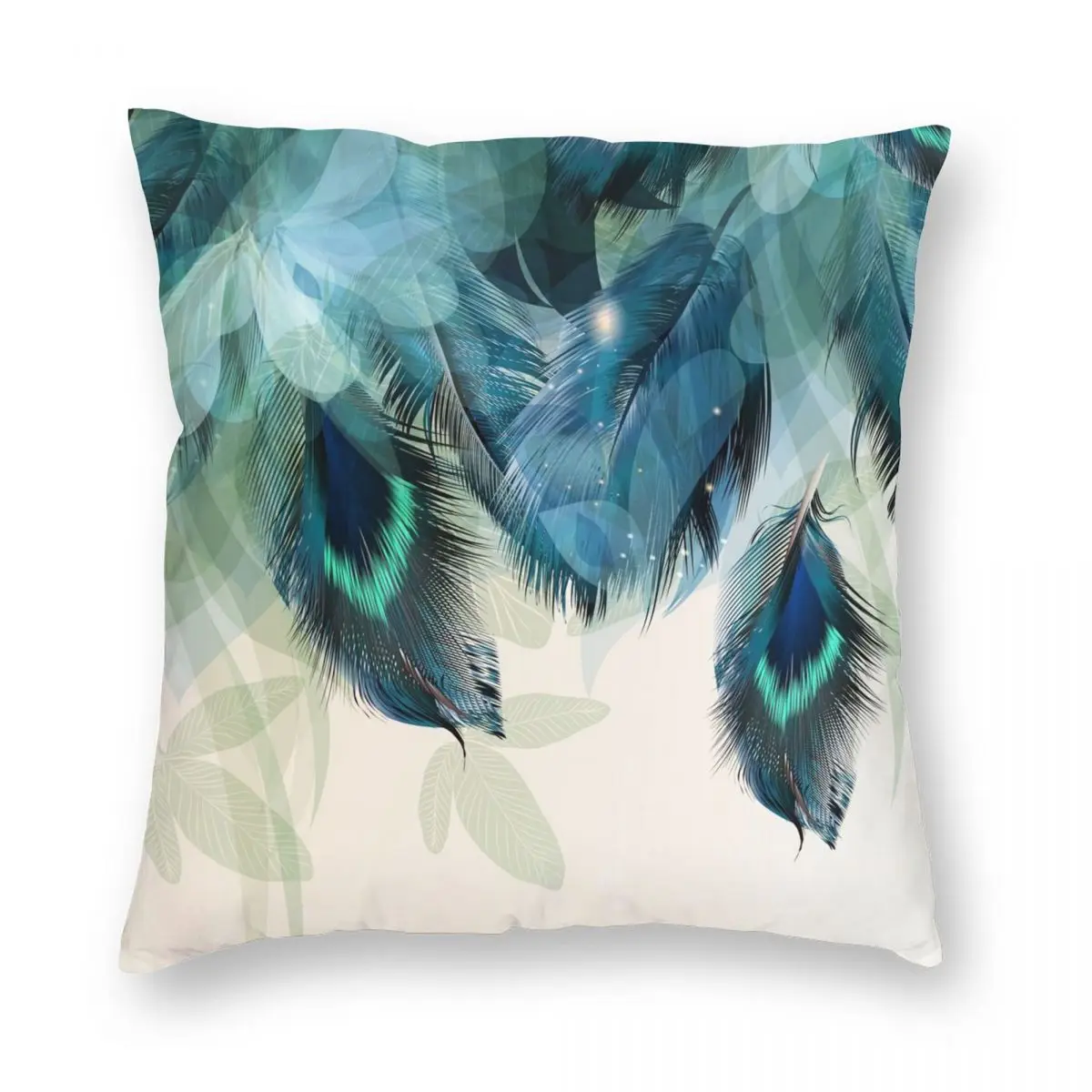 Наволочка с павлиньими перьями квадратной подушкой полиэстеровый льняной