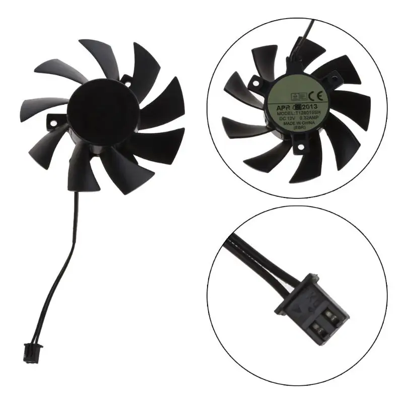 T128015SH 75 мм 2Pin DC 12V 0.32AMP вентилятор охлаждения для EVGA GTX 650 650Ti GTS 450 Графика кулер карты вентиляторы|Охлаждающие