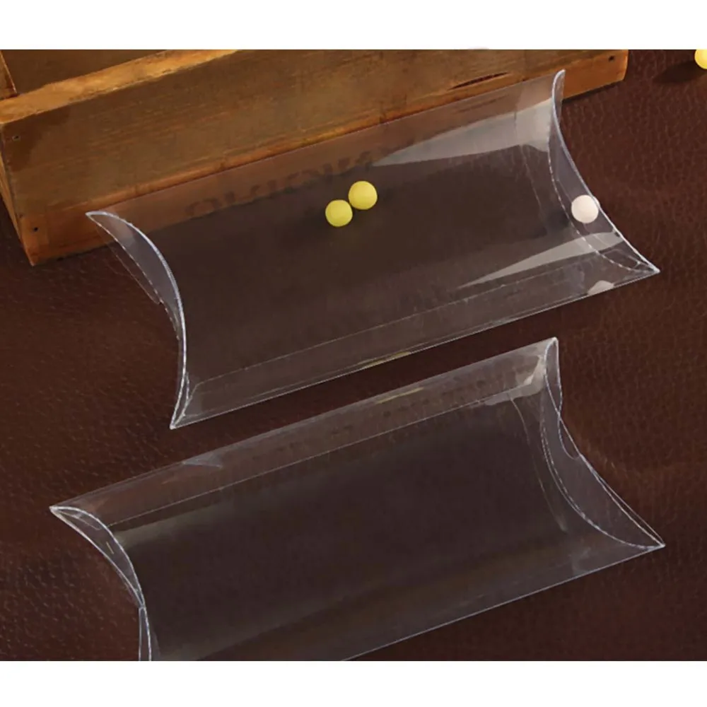 

50pcs Clear PVC Pillow Shape Candy Boxes Transparent Party Wedding Favor Holder Chocolate Boxes Candy Bags