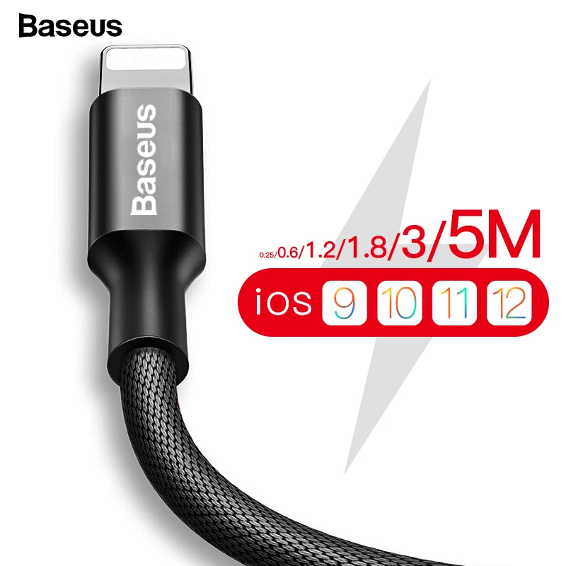 Baseus USB кабель для iPhone 11 Pro Max X XR XS 8 7 6 6 S 5 5S iPad Быстрая зарядка данных USB провод шнур Кабели для мобильных телефонов