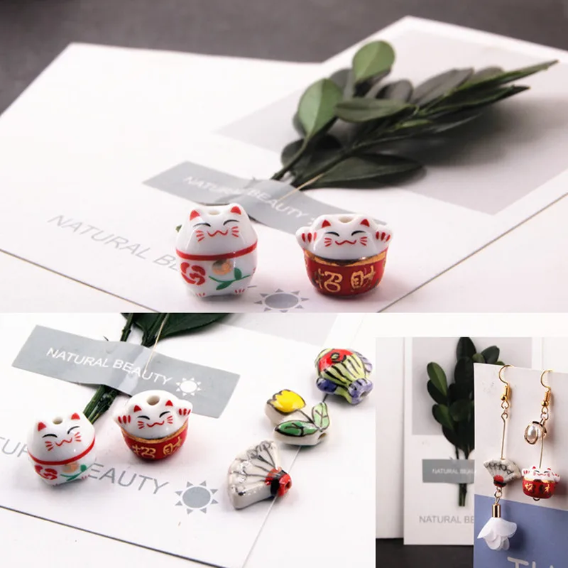 Японский стиль керамические изделия lucky cat цветочным декором для маленьких