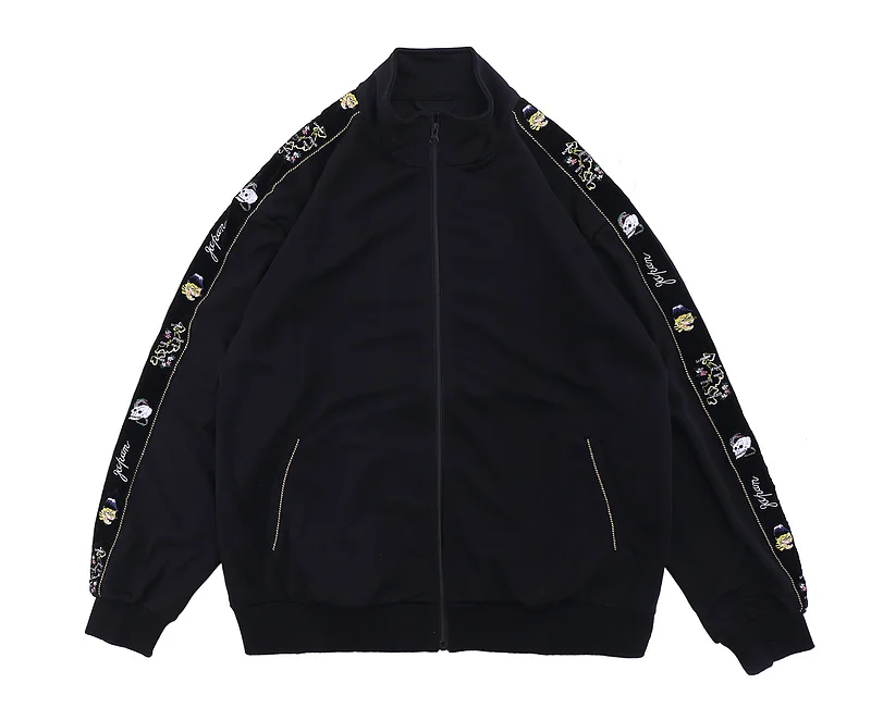 

2021FW Embroidery Skull Zipper Jacket Men Women Couple Solid Color Jacket Oversized Hip-hop High Street Jacket