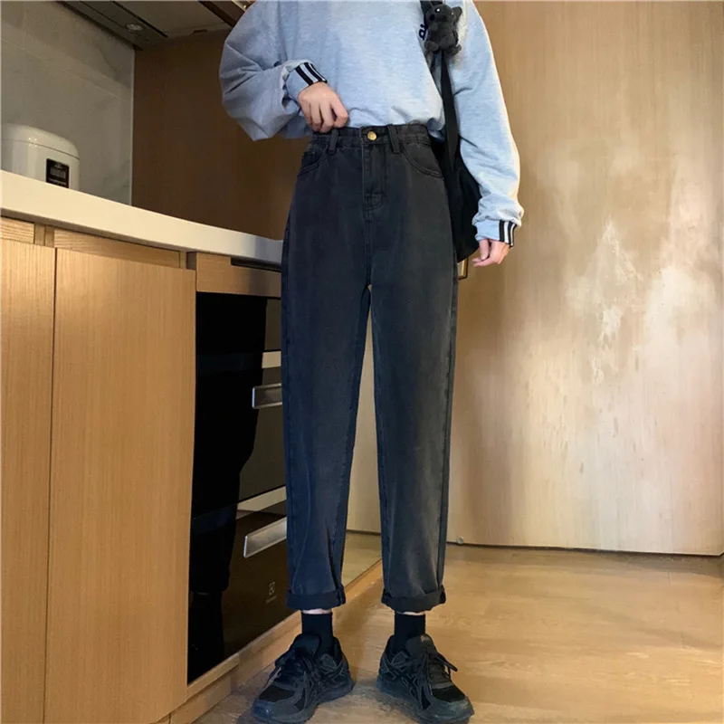 

Spring/summer 2020 9-point straight jeans women's size Hong Kong style high waist slim fat mm loose Joker Torre pants