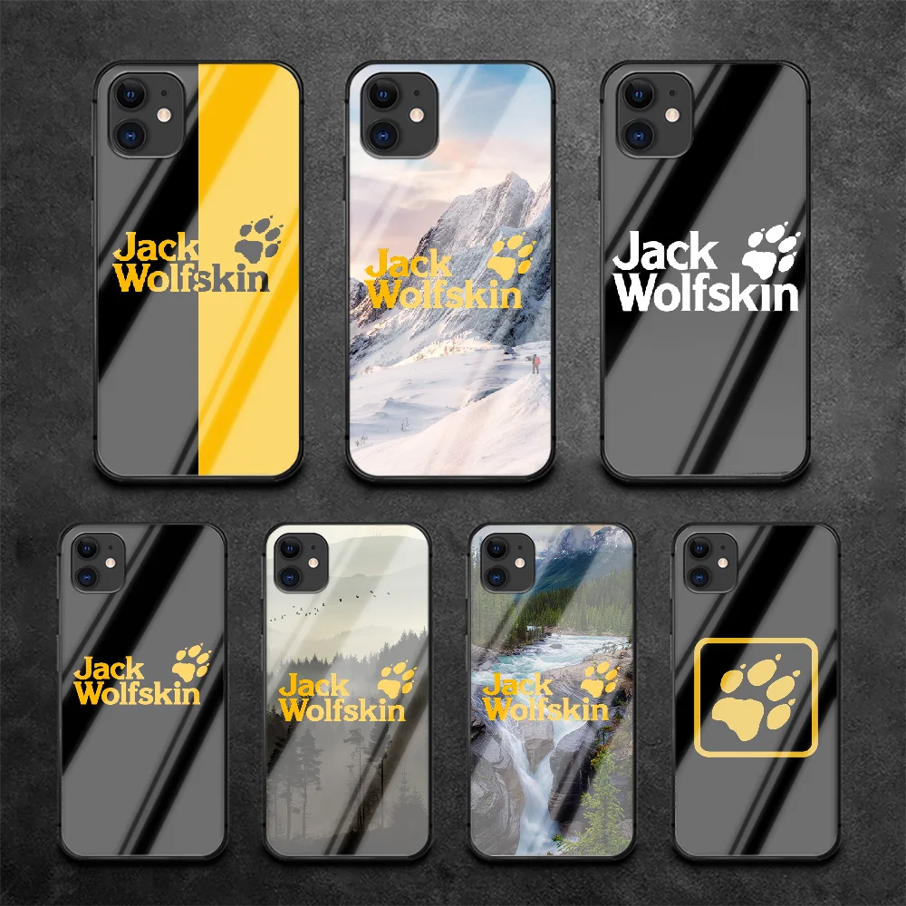 

Jack Sports Brand Wolf Phone Tempered Glass Case Cover For IPhone 6 6S 7 8 11 12 X Xr Xs Se 2020 Pro Max Plus Mini Black Coque