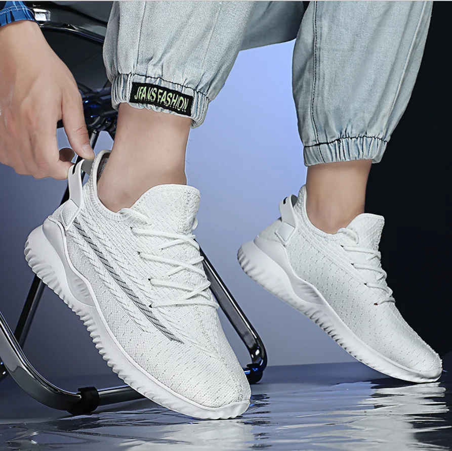 

Y77 Popular Goods 2021 Men's Shoes Stylish Summer Breathable Mesh Slip-on Loafers Sneakers For Teens Chunky Trekking Black White