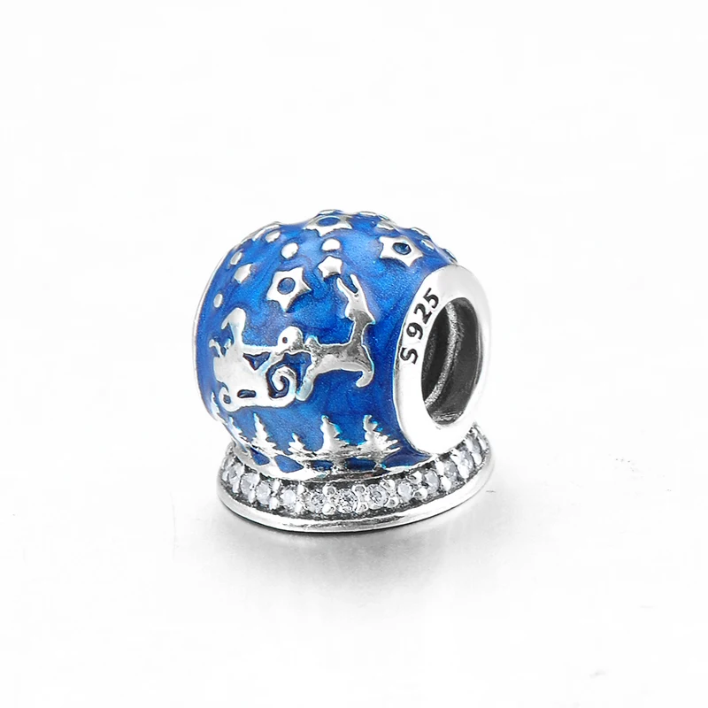 Синий эмалированный Рождественский шар для желаний из серебра 925 пробы изящные