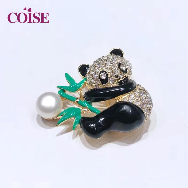 Coise panda инкрустированный жемчугом Циркон женская брошь|Броши| |