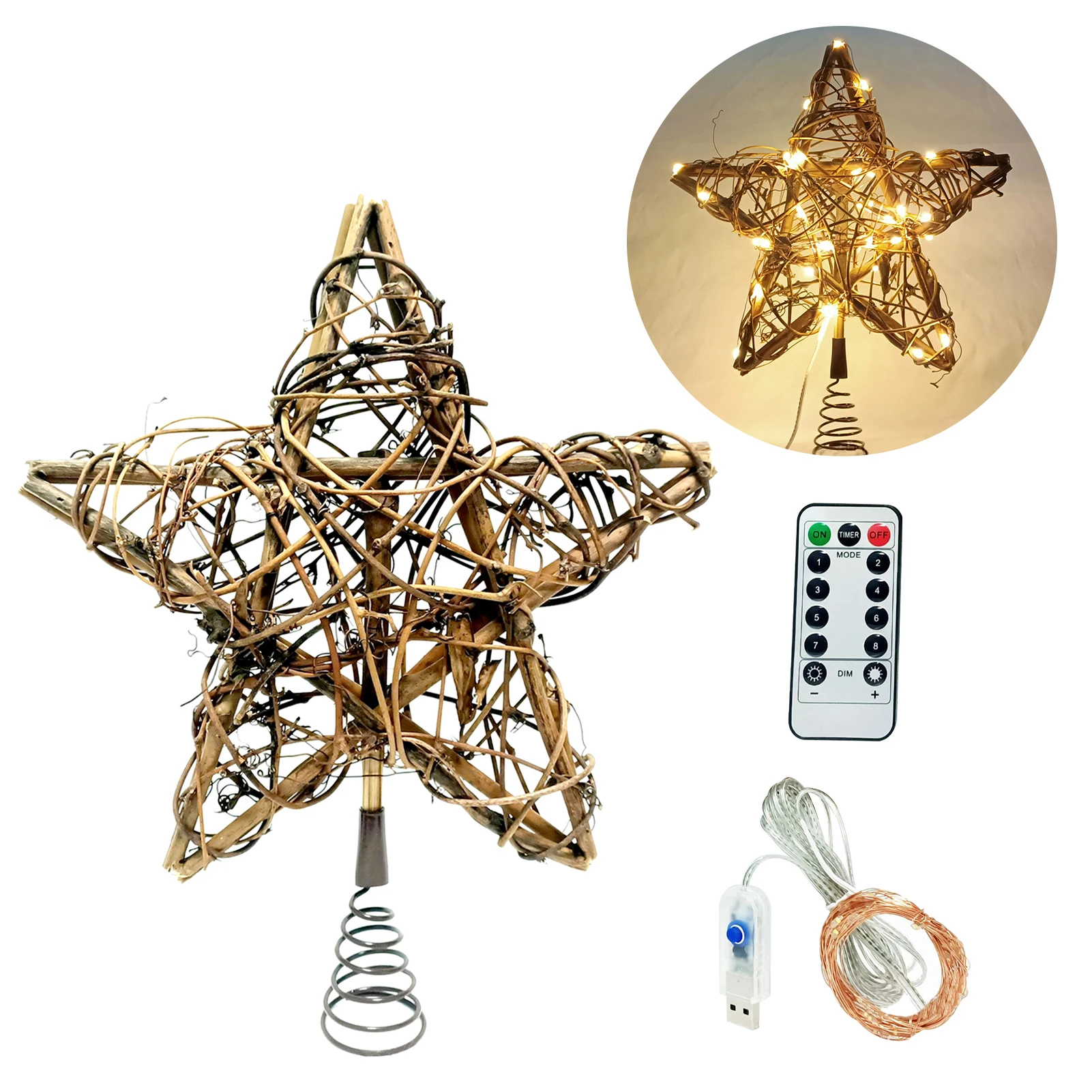 

Holiday With String Light Easy Install Gift Indoor Outdoor Party Treetop DIY Christmas Tree Topper Star Lightweight Home Decor