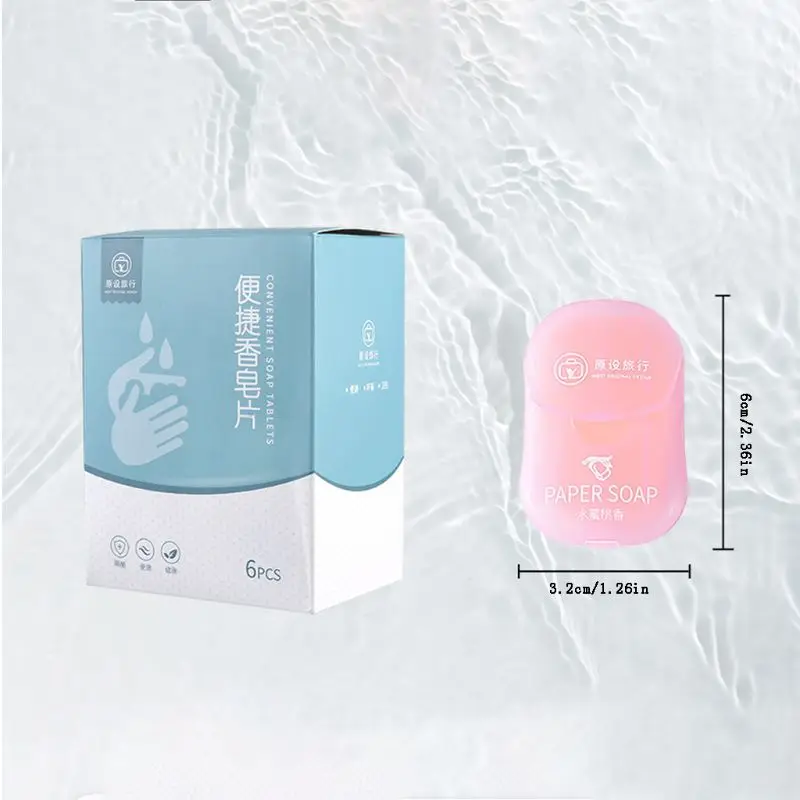 

6pcs/box Mini Travel Soap Antibacterial Washing Hand Bath Cleaning Soap Disposable Portable Outdoor Soaps(Random Color)