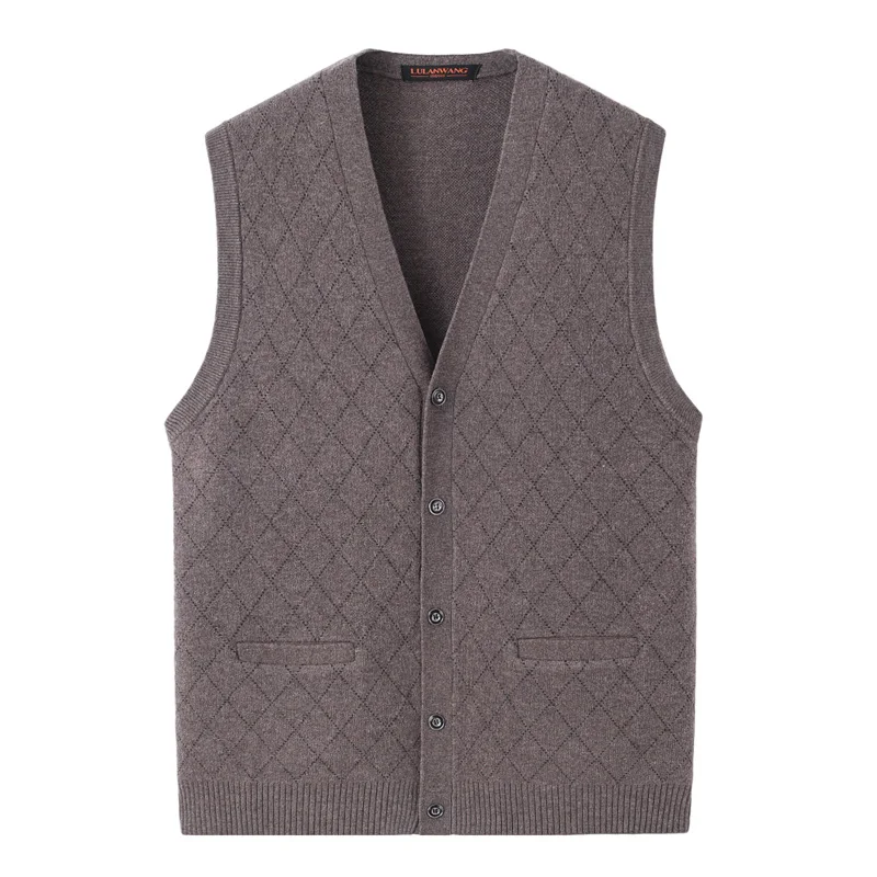 

New Fashion High Quality Men Cashmere Cardigan Waistcoat V-neck Casual Computer Knitted Thick Vest, Sleeveless Plus Size XS-4XL