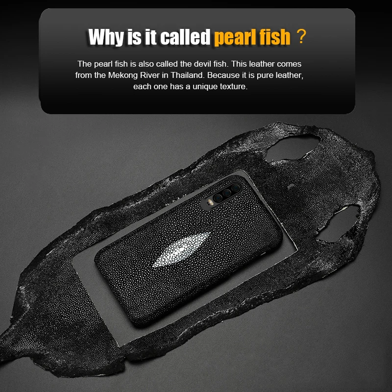 

Luxury Genuine Stingray Leather Phone case for HUAWEI Mate 20 P30 P20 Pro Lite Y9 P SMART 2019 cover For Honor V20 20 Pro 8X 9X