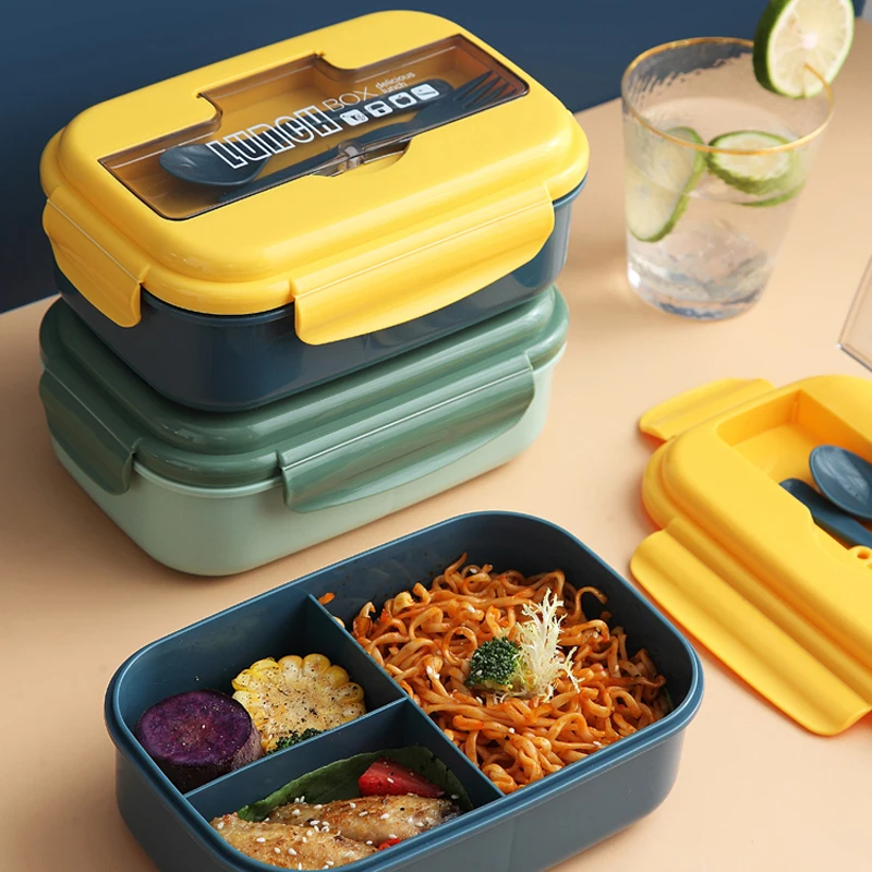 

Student lunch box Japanese style Leak-Proof food container storage Wheat Straw Material Breakfast bento box With Fork spoon