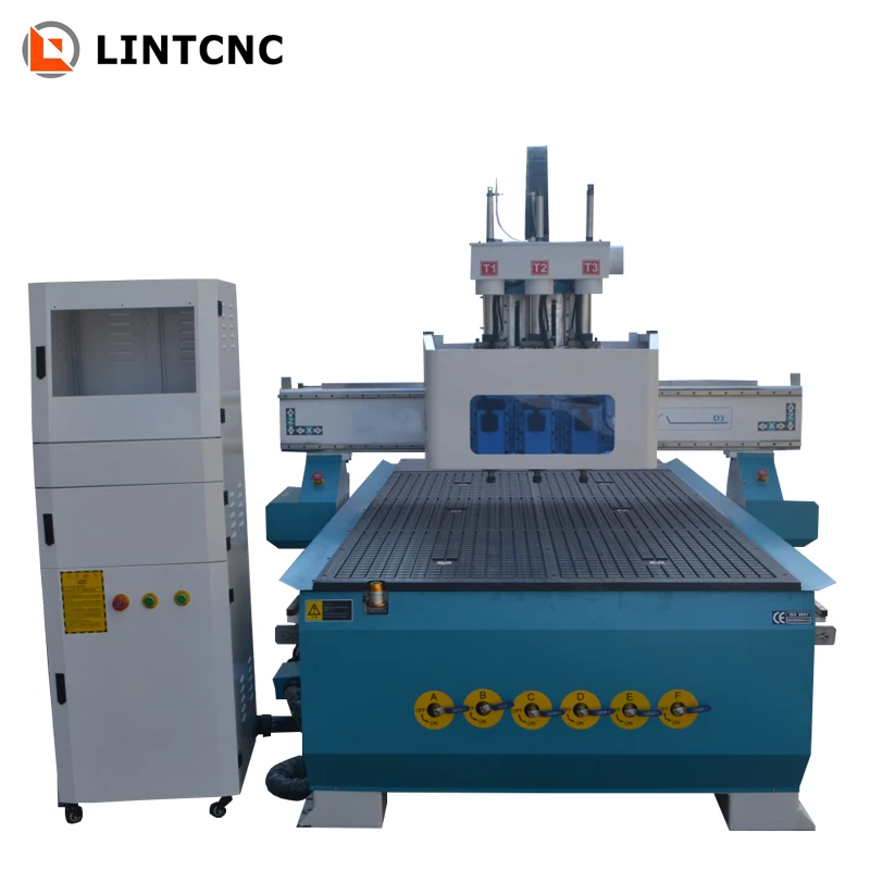 1325 Пневматический 3 головки Дерево cnc маршрутизатор мебель делая