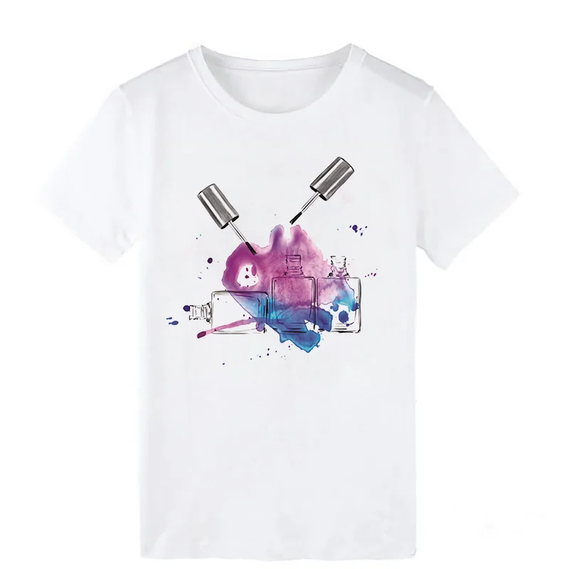 

Kawaii Women Lady Fingernail 3D Nail Art Short Sleeve Ladies Summer Tee Tshirt Womens Female Top Shirt Clothes Graphic T-shirt