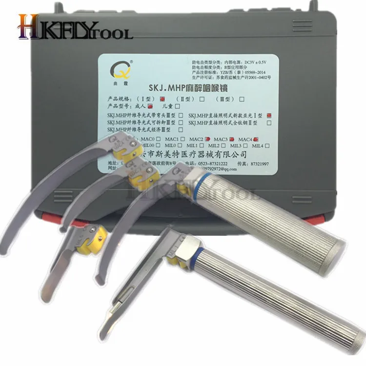 

Child Anesthesia throat mirror LED light Intubation stainless steel Laryngoscope Adult child Fiber optic Throat Detection Tool