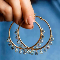 2022 bohemian style big circle earrings fashion navy blue zircon earrings women jewelry earrings for women bijouterie female