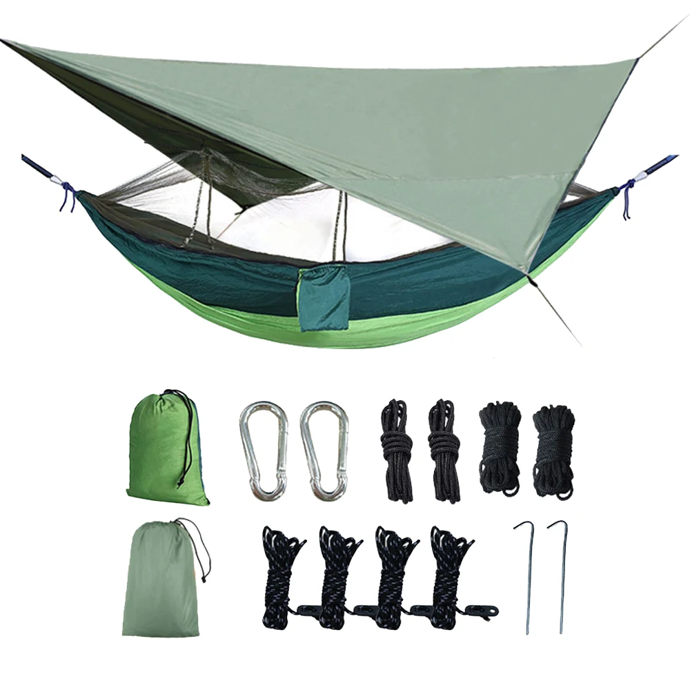 HooRu портативный гамак для кемпинга, подвесной навес, палатка, сетчатые гамаки с дождевой накидкой и москитной сеткой