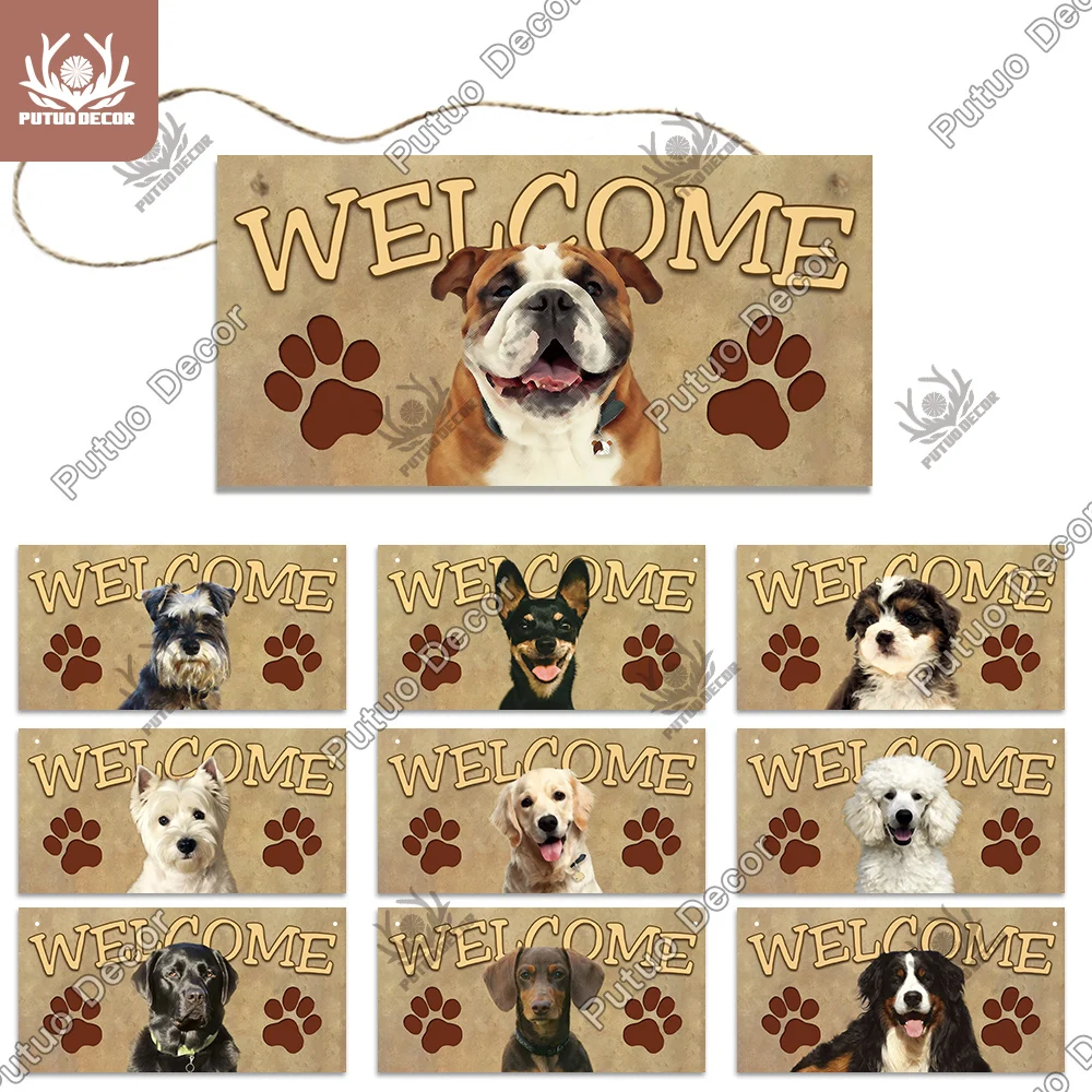 Putuo Decor Hund Plaques Holz Zeichen Freundschaft Holz Anhänger Hängen Zeichen für Holz Hängen Hund Haus Dekoration Hund Platte
