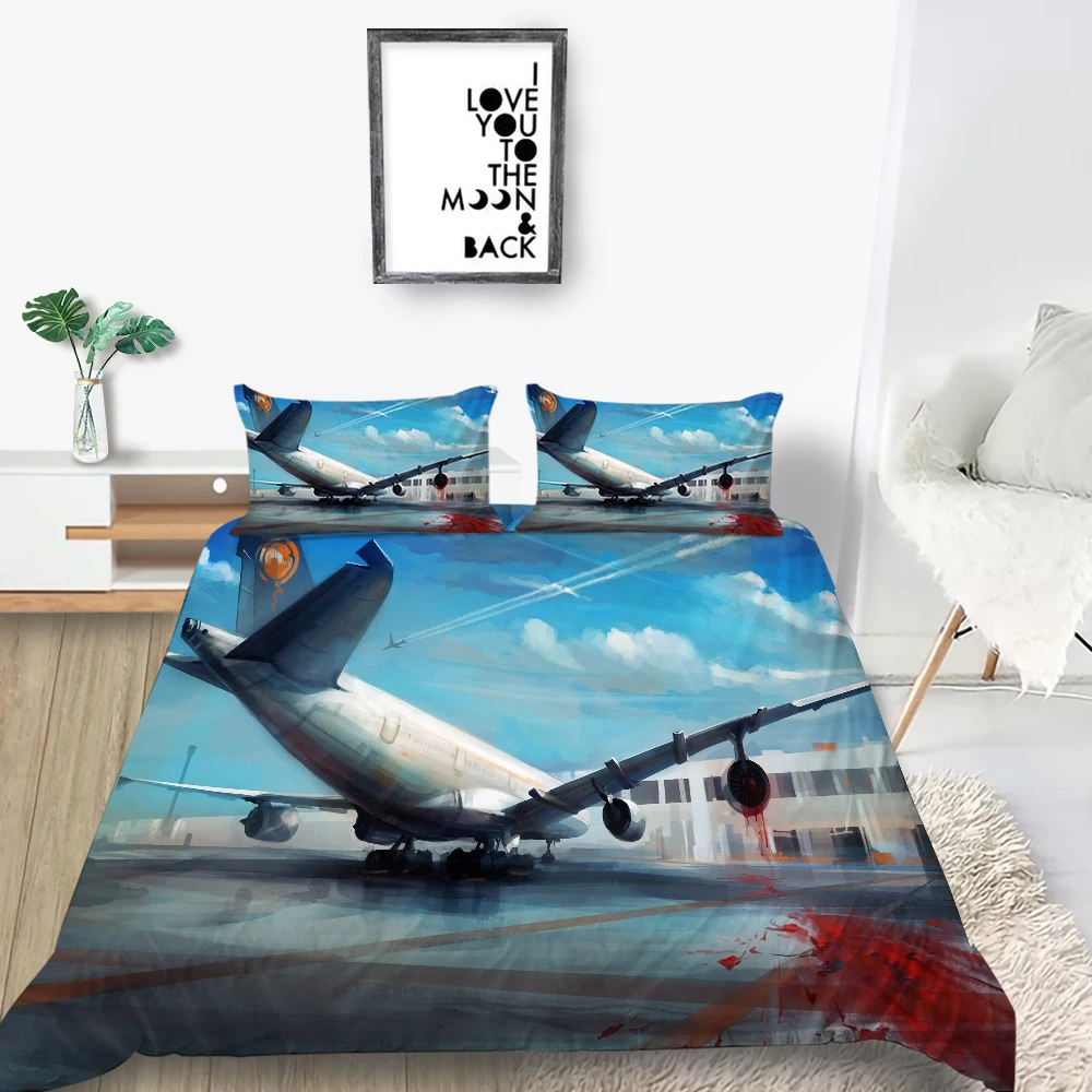 

Комплект постельного белья для самолета, аэропорт, модный крутой 3D пододеяльник, креативный комплект для кровати King, Queen, Twin, Full, Single, Double, уни...