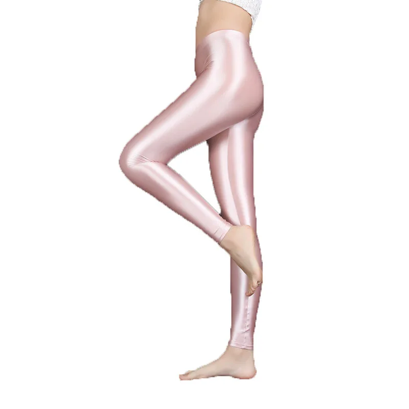 Сексуальные облегающие брюки-карандаш ярких цветов блестящее глянцевое